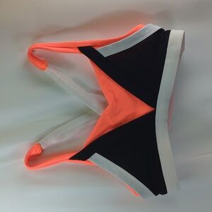 Lorna Jean orange cross strips sports bra size S